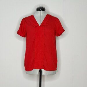The Limited Short Sleeve V-Neck Blouse with Front Pleating - Size XS